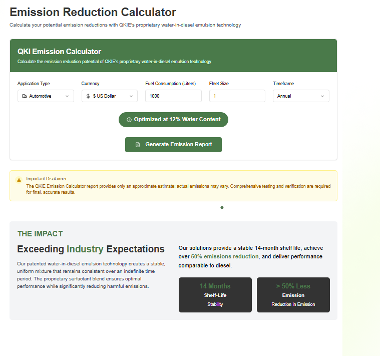 QKIE Emission Calculator - Input Configuration